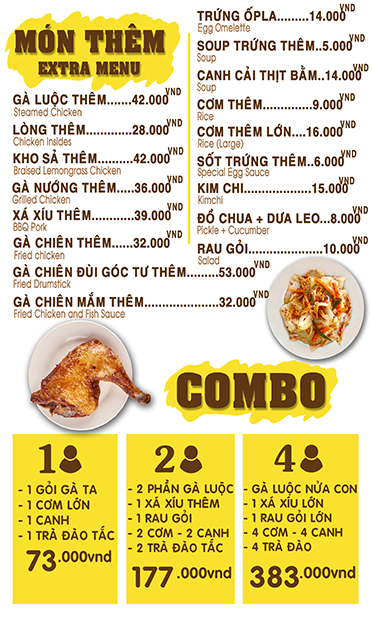 Cơm gà nha trang - menu 3